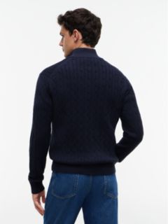 Cable Knit Quarter-Zip Jumper — Blue 4