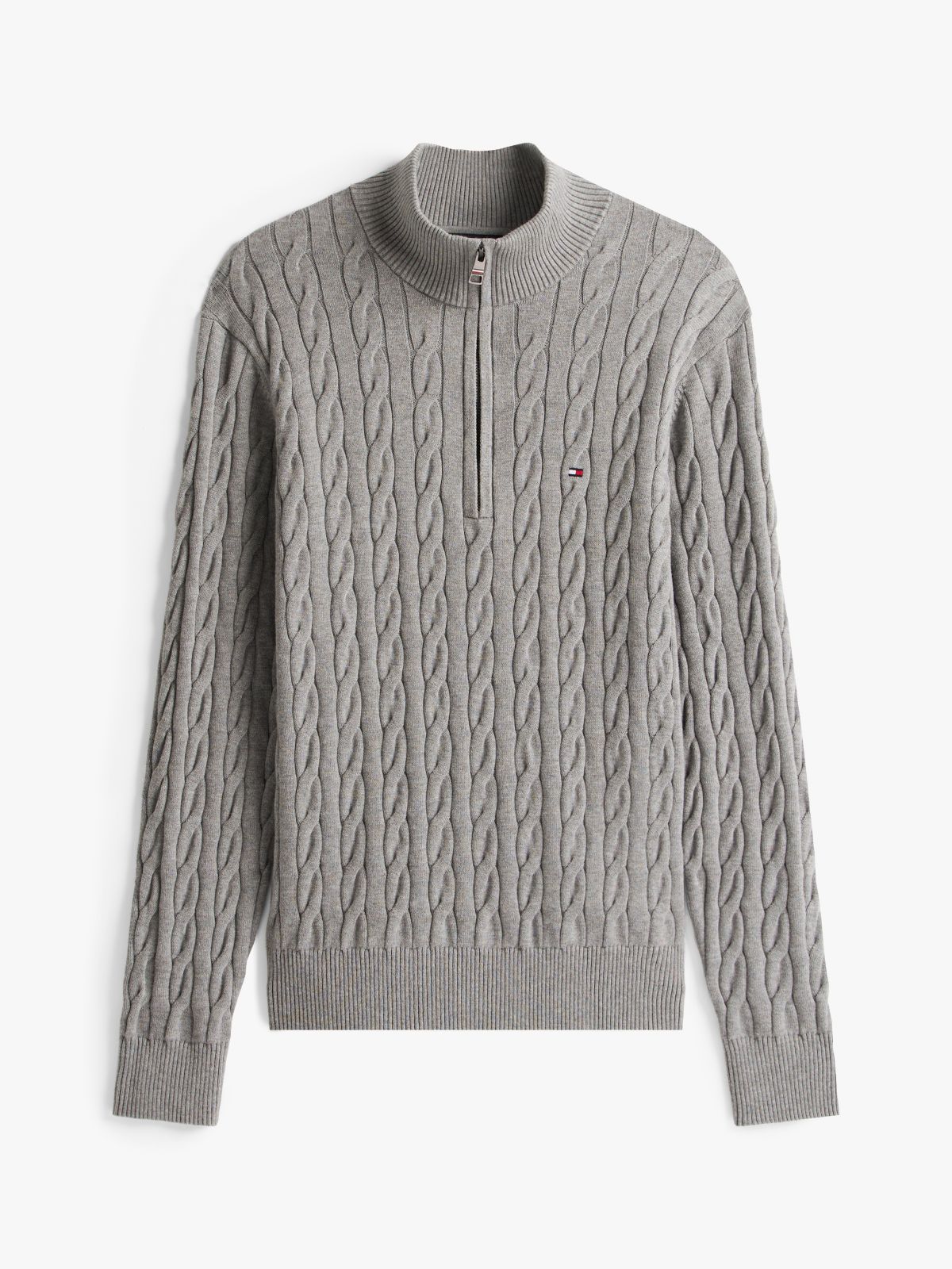 Cable Knit Quarter-Zip Jumper — Grey