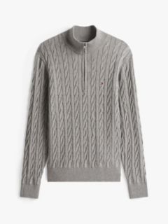 Cable Knit Quarter-Zip Jumper — Grey 7