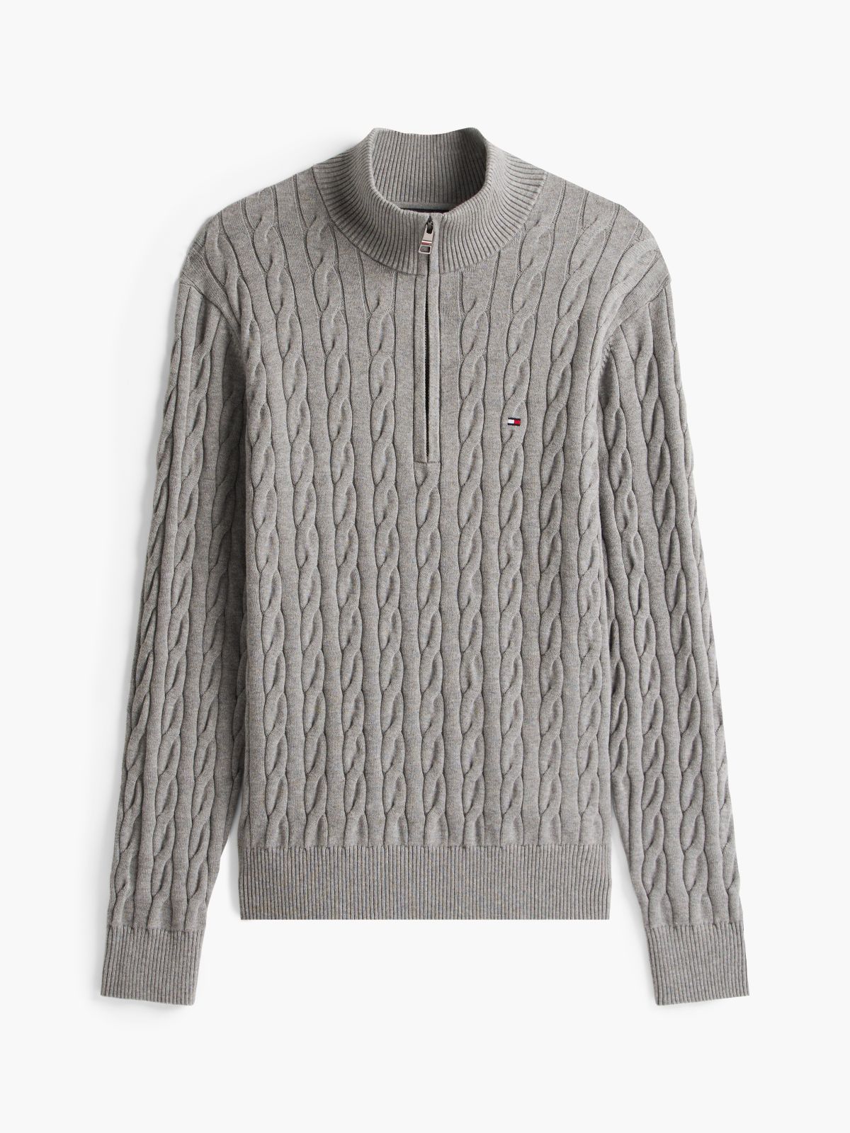 Cable Knit Quarter-Zip Jumper — Grey