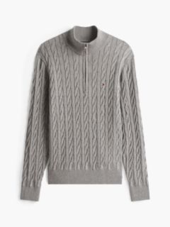 Cable Knit Quarter-Zip Jumper — Grey 8