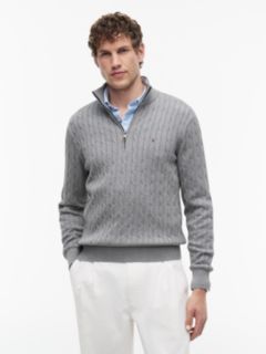 Cable Knit Quarter-Zip Jumper — Grey 1
