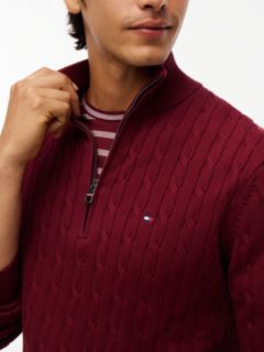 Cable Knit Quarter-Zip Jumper — Purple 3