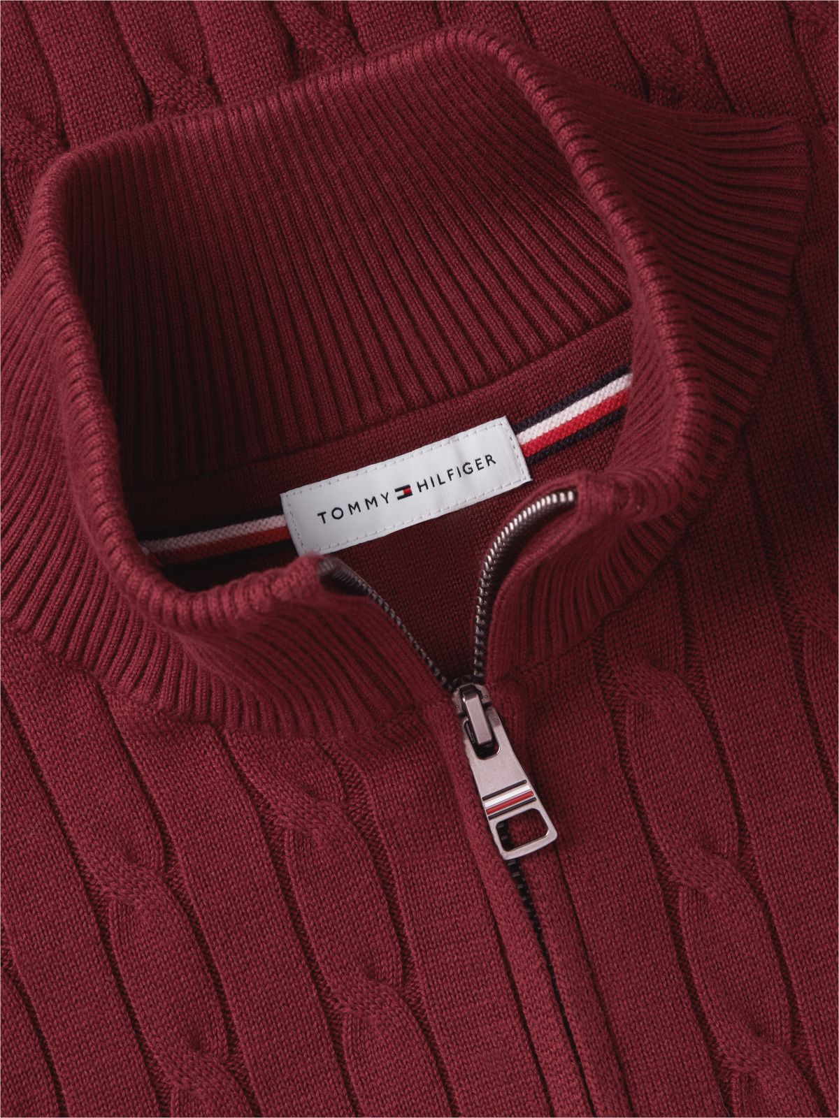 Cable Knit Quarter-Zip Jumper — Purple