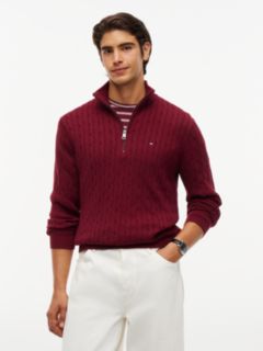 Cable Knit Quarter-Zip Jumper — Purple 1
