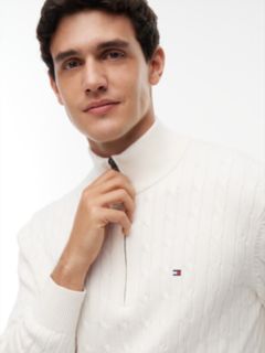 Cable Knit Quarter-Zip Jumper — Yellow 3