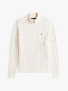 Cable Knit Quarter-Zip Jumper — Yellow 6