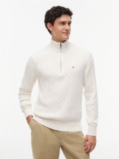 Cable Knit Quarter-Zip Jumper — Yellow 1