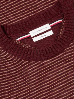 brown pure lambswool crew neck jumper for men tommy hilfiger