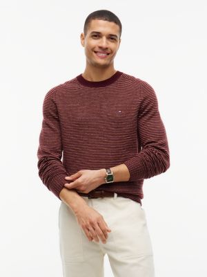 brown pure lambswool crew neck jumper for men tommy hilfiger