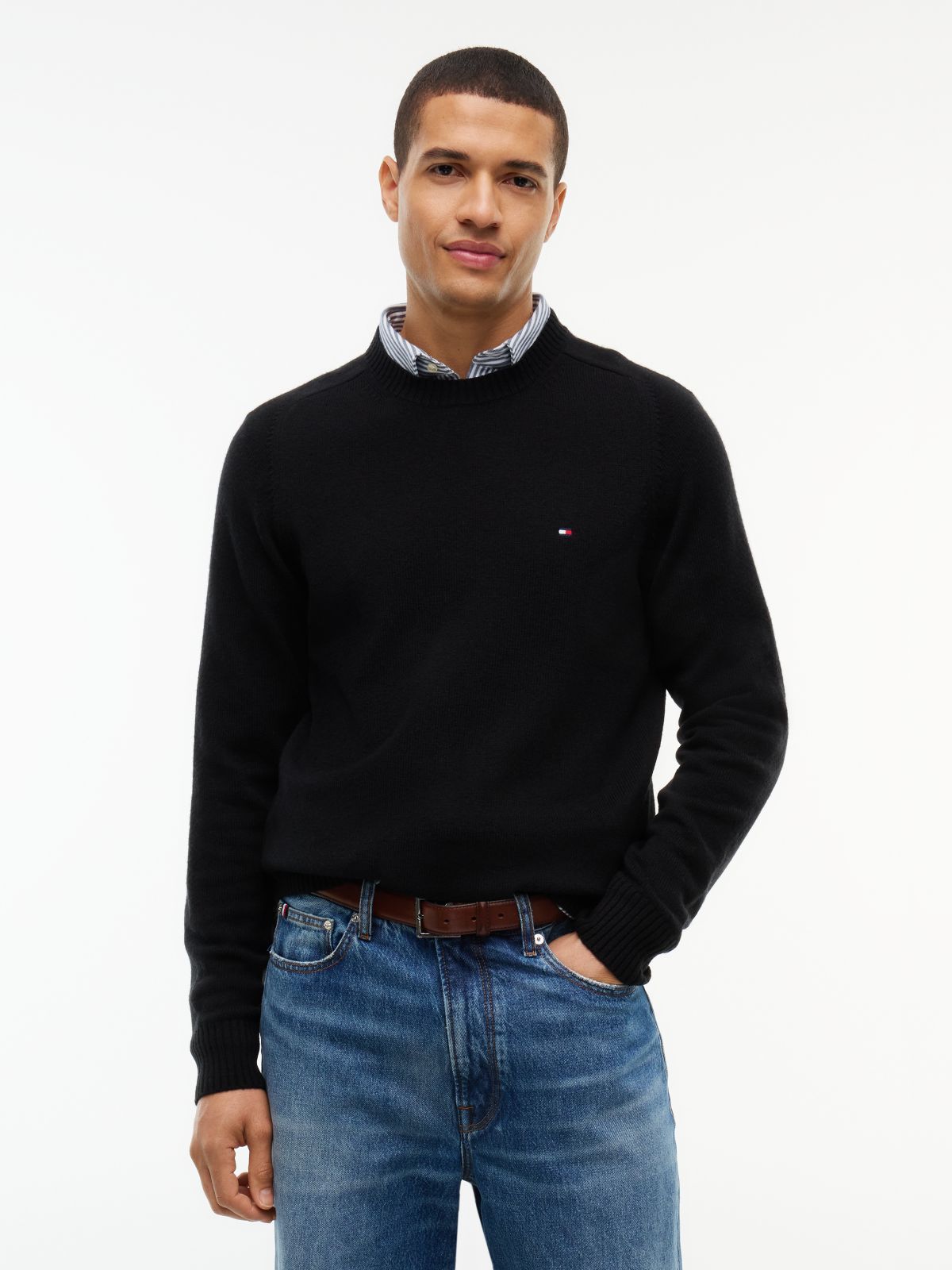 Pure Lambswool Crew Neck Jumper — Black