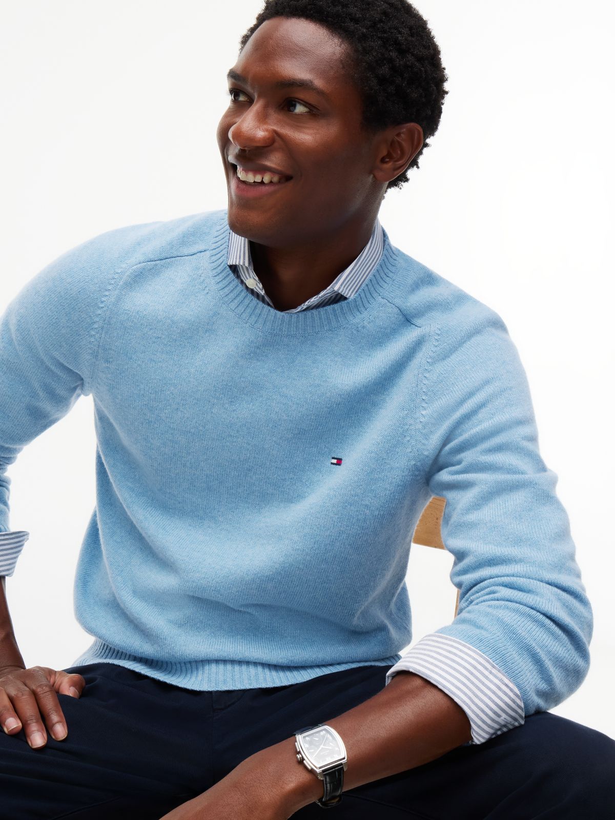 Pure Lambswool Crew Neck Jumper — Blue
