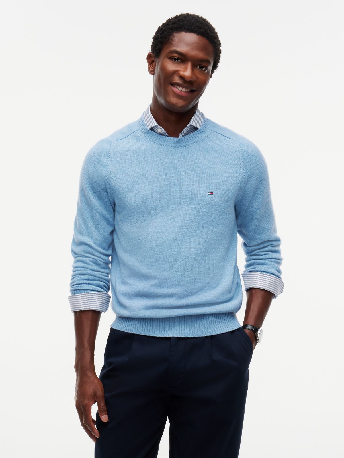 Pure Lambswool Crew Neck Jumper — Blue