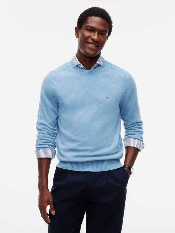 Pure Lambswool Crew Neck Jumper — Blue