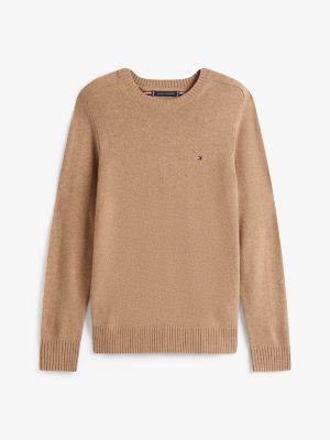 khaki pullover aus reiner wolle für herren - tommy hilfiger