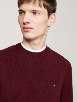 pink pure wool crew neck jumper for men tommy hilfiger