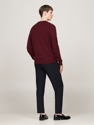 pink pure wool crew neck jumper for men tommy hilfiger