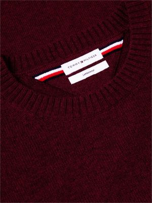 pink pure lambswool crew neck jumper for men tommy hilfiger