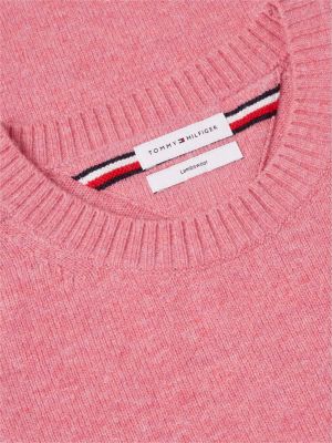 pink pure lambswool crew neck jumper for men tommy hilfiger