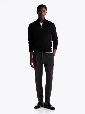 black wool mock turtleneck half-zip jumper for men tommy hilfiger