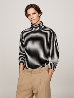 black smart casual roll neck jumper for men tommy hilfiger