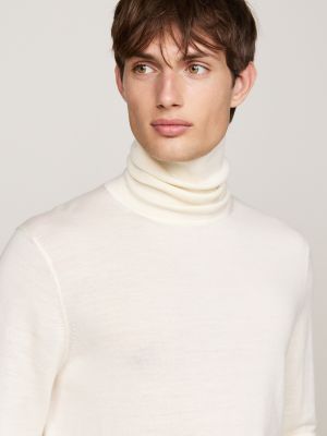 white smart casual roll neck jumper for men tommy hilfiger