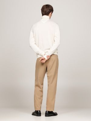 white smart casual roll neck jumper for men tommy hilfiger