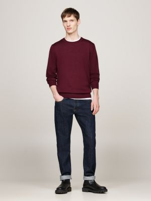 purple smart casual pure wool jumper for men tommy hilfiger