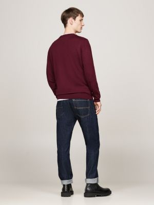 violett smart casual pullover aus reiner wolle für herren - tommy hilfiger