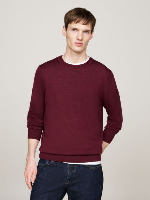 pull smart casual en pure laine purple pour hommes tommy hilfiger