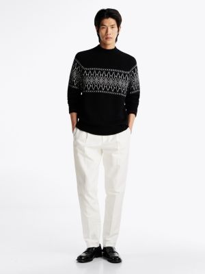 schwarz th x festive relaxed fit fair-isle-pullover für herren - tommy hilfiger