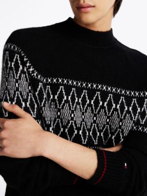 pullover th x festive relaxed fit con motivo fair isle nero da uomini tommy hilfiger