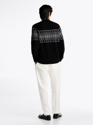 zwart th x festive relaxed fair isle-trui voor heren - tommy hilfiger