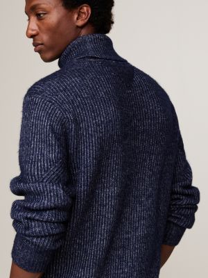 blue smart casual wool blend relaxed jumper for men tommy hilfiger