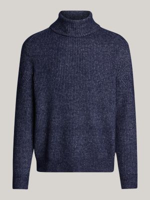 blue smart casual wool blend relaxed jumper for men tommy hilfiger