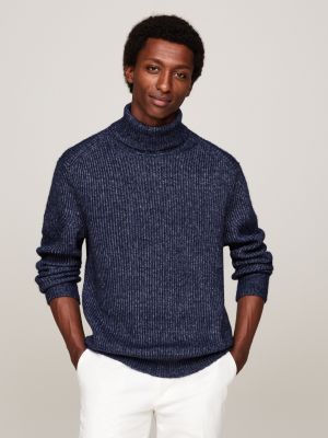 blue smart casual wool blend relaxed jumper for men tommy hilfiger