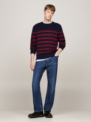 rot gestreifter relaxed fit pullover mit alpaka für herren - tommy hilfiger