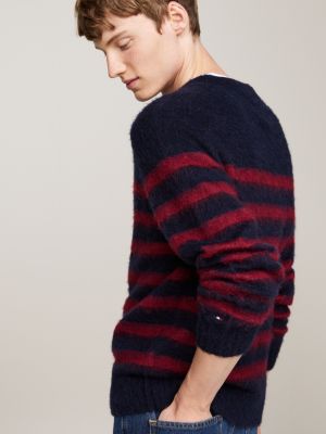 pullover relaxed fit a righe con alpaca rosso da uomini tommy hilfiger