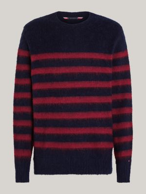 rot gestreifter relaxed fit pullover mit alpaka für herren - tommy hilfiger