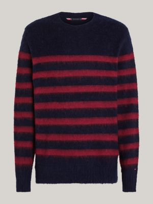 pullover relaxed fit a righe con alpaca rosso da uomini tommy hilfiger