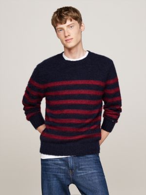 Stripe Relaxed Jumper with Alpaca Red Tommy Hilfiger