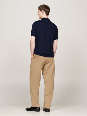 blau smart casual poloshirt aus reiner wolle für herren - tommy hilfiger