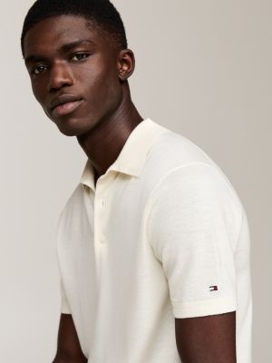 weiß smart casual poloshirt aus reiner wolle für herren - tommy hilfiger