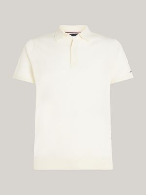 white smart casual pure wool polo shirt for men tommy hilfiger