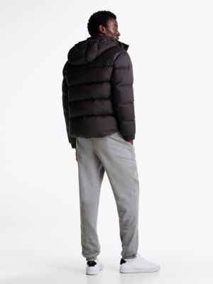 black hooded down puffer jacket for men tommy hilfiger