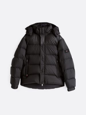 schwarz daunengefüllte puffer-jacke mit kapuze für herren - tommy hilfiger