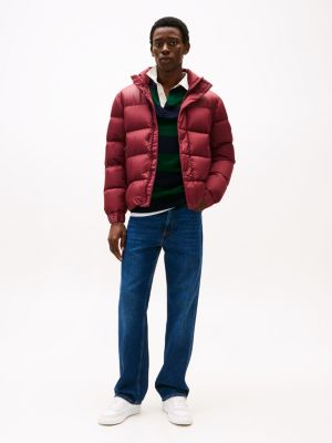 purple hooded down puffer jacket for men tommy hilfiger