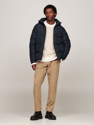 blue down hooded puffer jacket for men tommy hilfiger