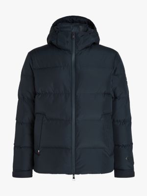 blue down hooded puffer jacket for men tommy hilfiger