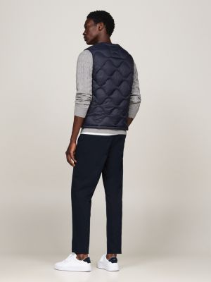 veste légère sans manches matelassée en duvet bleu pour hommes tommy hilfiger